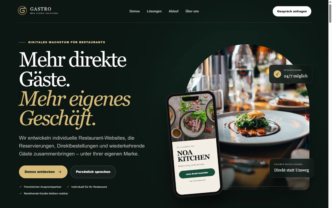 Screenshot of the Gastro WSS website
